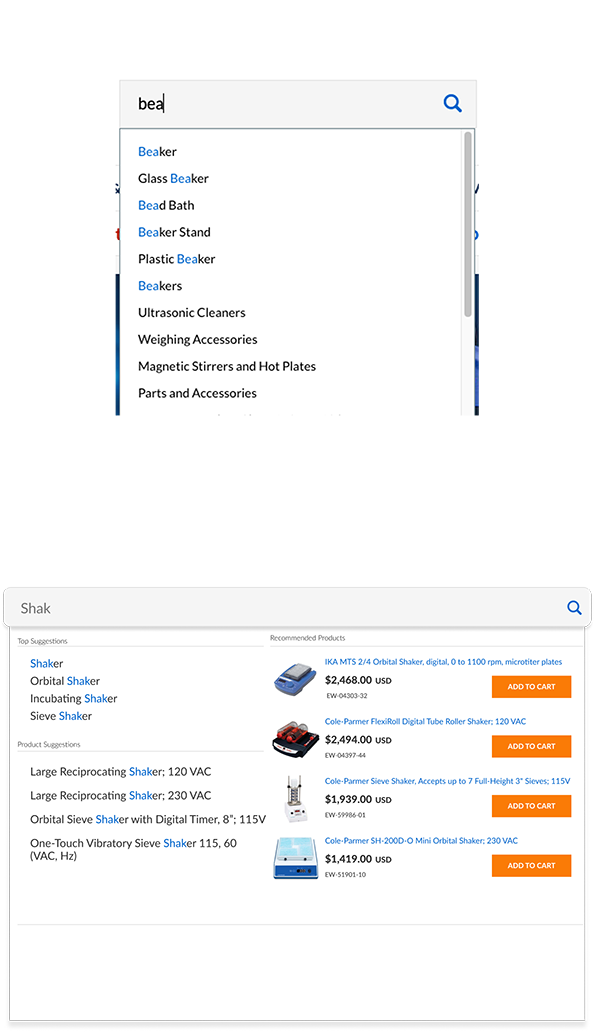 Before and after of the visual search redesign